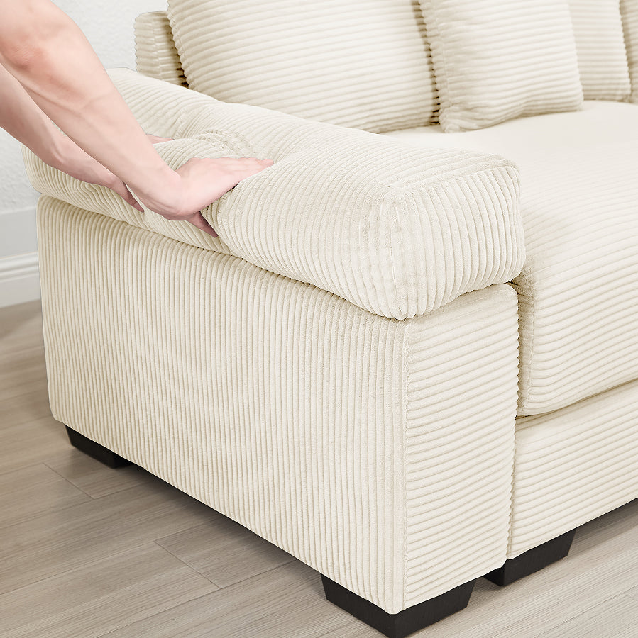 Norden Cloud Sectional, corduroy upholstery detail