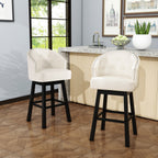 Thurso nailhead swivel bar stool in beige fabric, front view