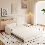 Malvern convertible sleeper sofa in white velvet, upright as a sofa
