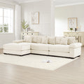 Norden Cloud Sectional in beige corduroy with ottoman