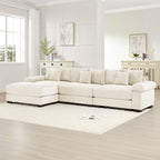 Norden Cloud Sectional in beige corduroy with ottoman