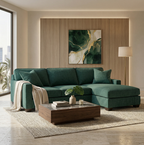 Rialto Velvet Sectional in forest green