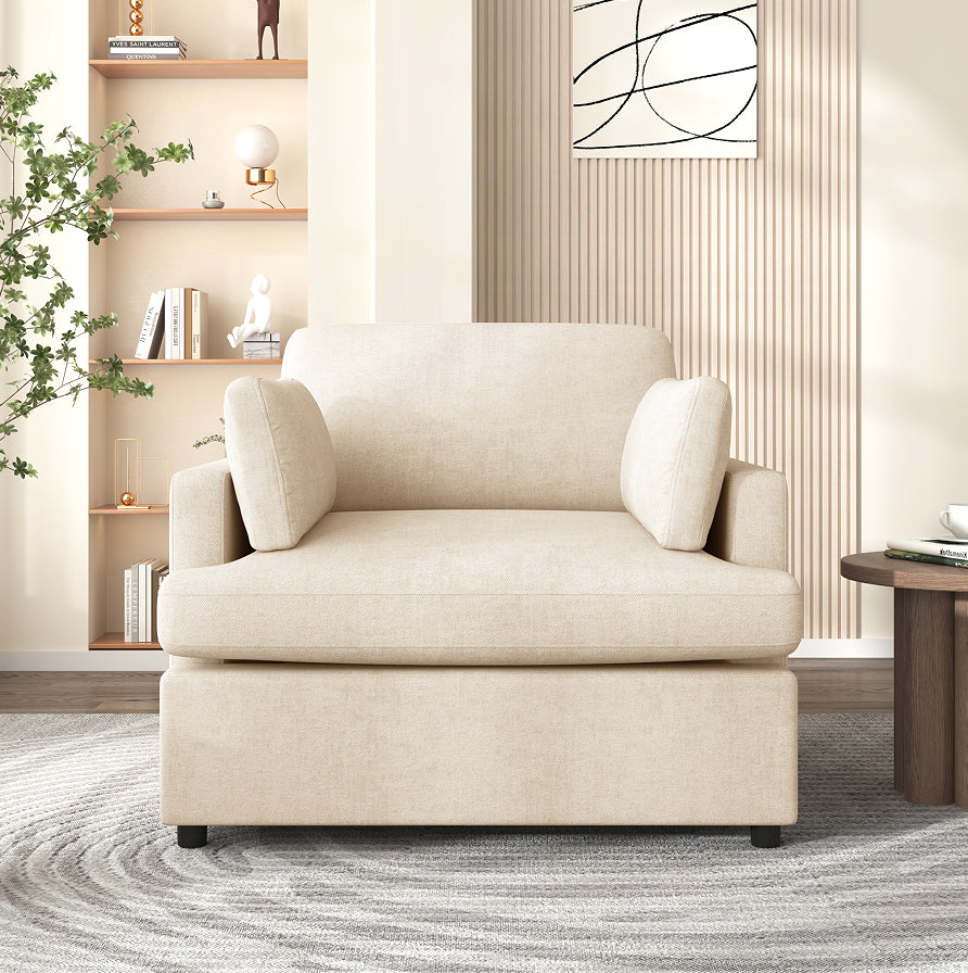 Wolterton oversized armchair in beige polyester