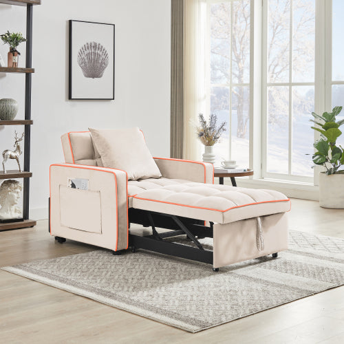 Pemberton convertible chair bed in white velvet, upright as a chair