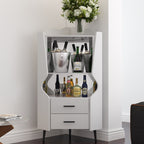 Wrexham corner bar cabinet in white, standing in a corner