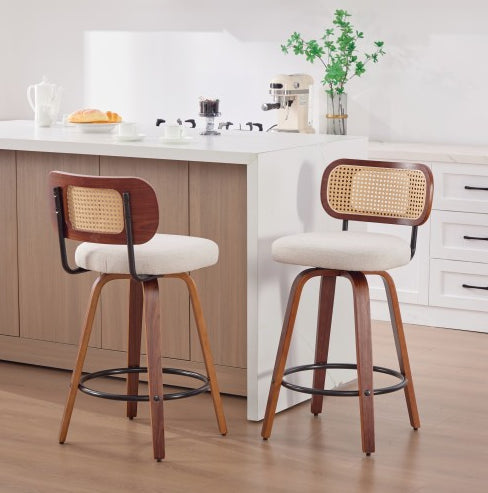 Padstow beige linen counter stools shown as a pair