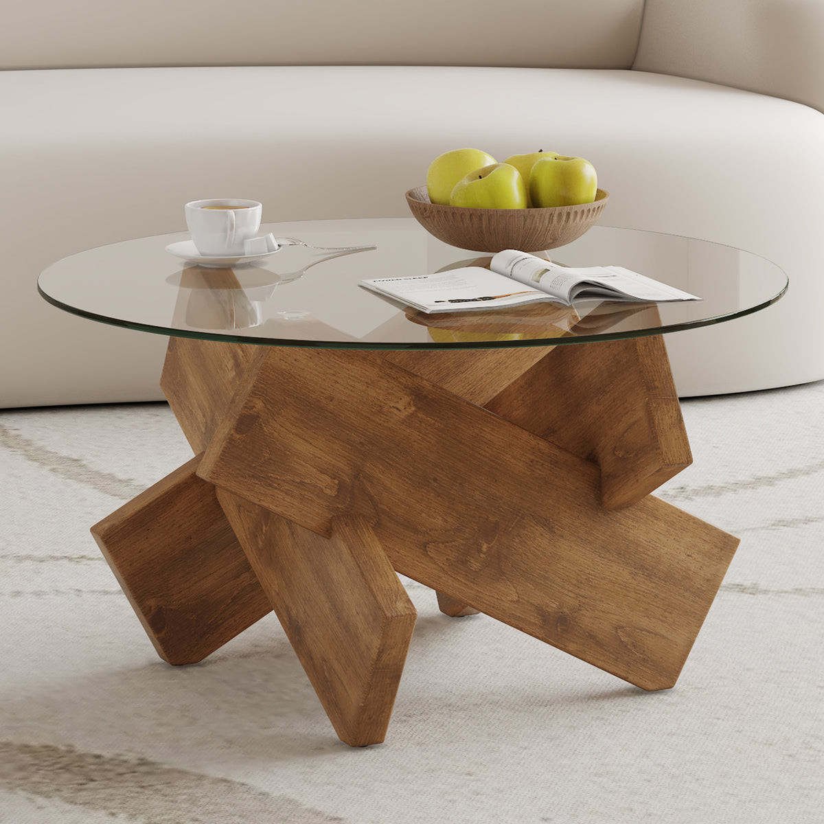 Sable coffee table frame joinery detail beneath the glass