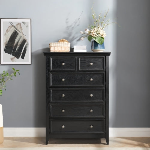 Upton tall chest of drawers in black