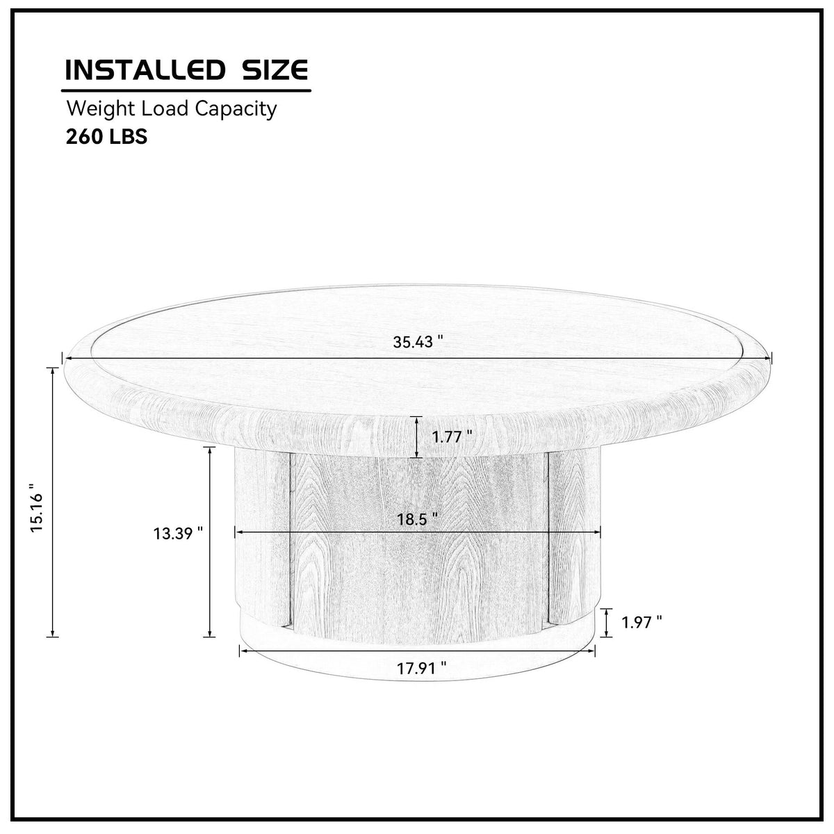 Fontaine round coffee table styled beside a sofa