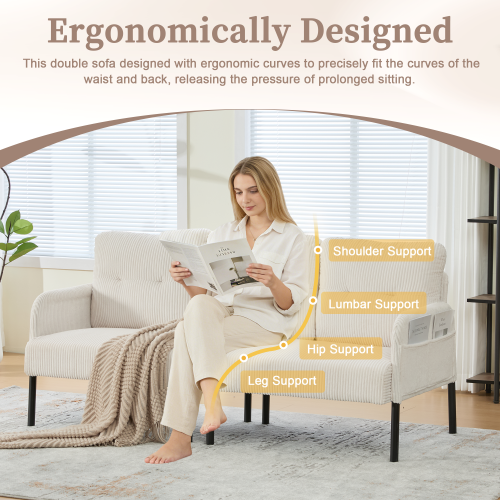 Dunbar loveseat seen from the side