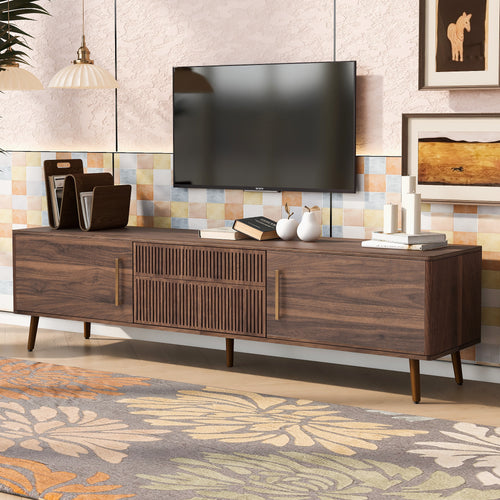 Faversham TV stand walnut finish, front view