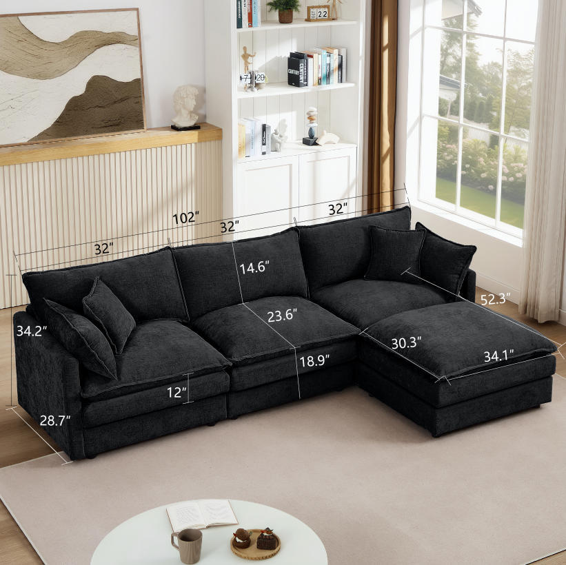 Bracken Modular Sofa Bed, convertible ottoman