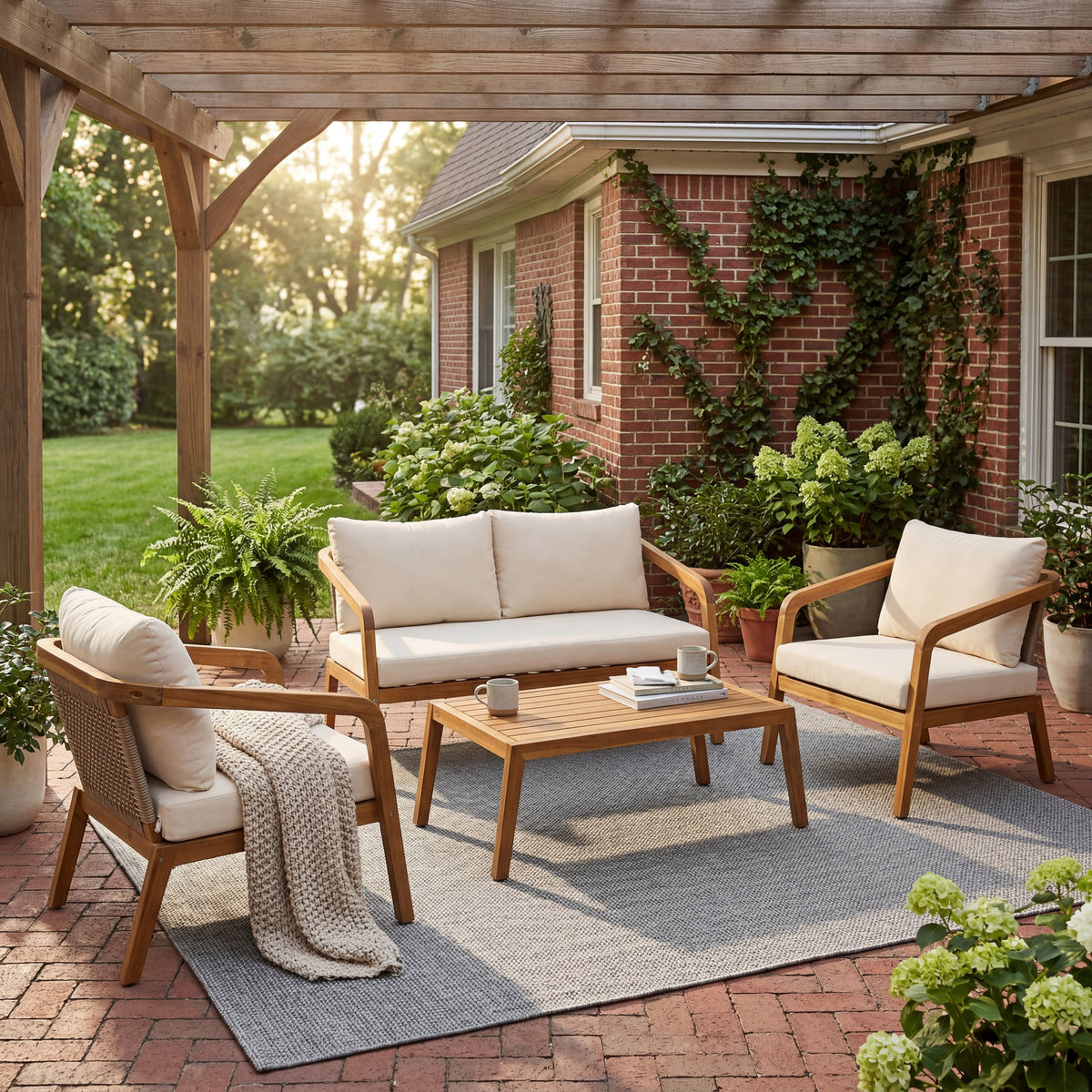 Skye four-piece garden set in cream