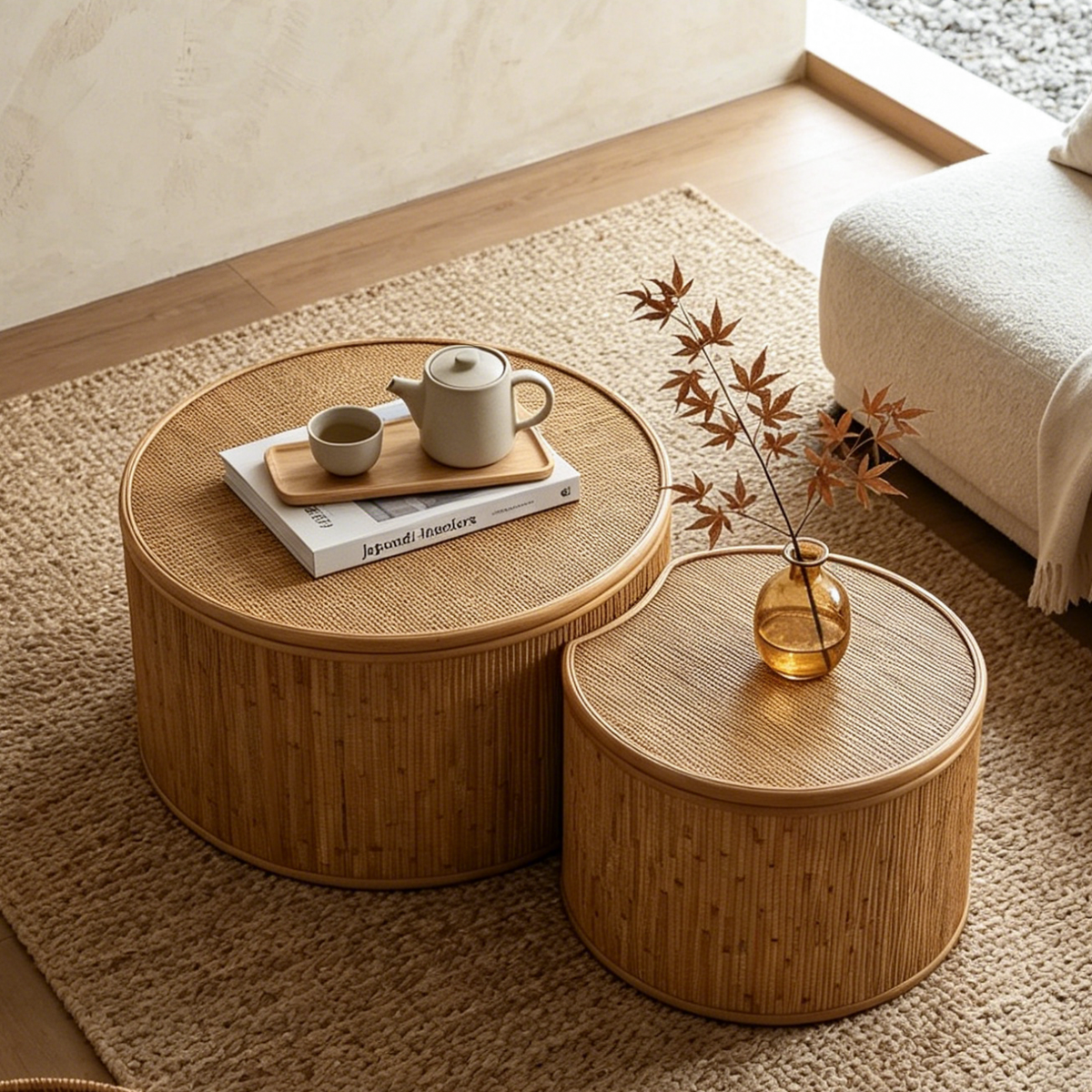 Zeller storage coffee table in natural, in a living room