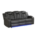Ilva Reclining Sofa in black faux leather