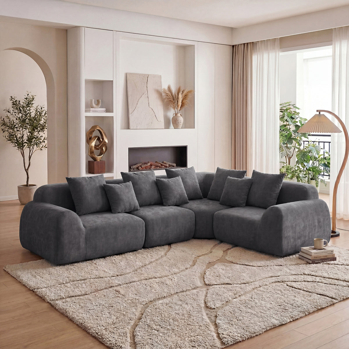 Greve sectional shown converted flat as a bed