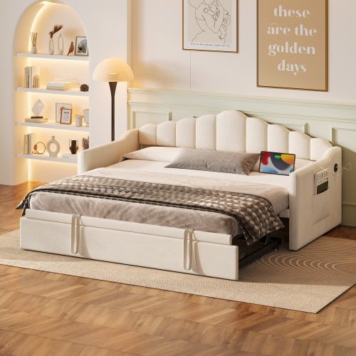 Lyndhurst velvet daybed in pink, front view