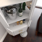 Wrexham corner bar cabinet styled with glassware