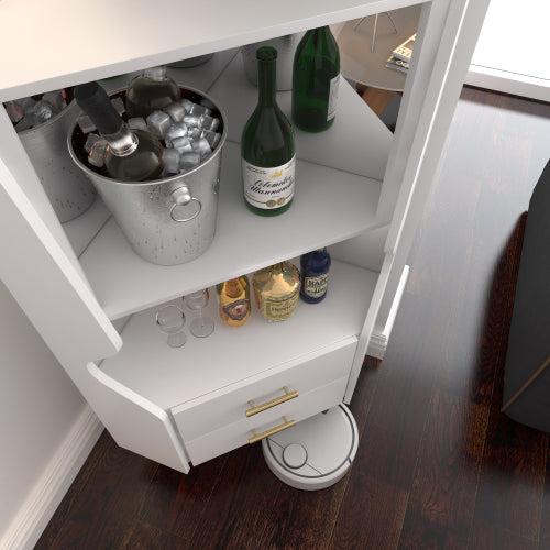 Wrexham corner bar cabinet styled with glassware
