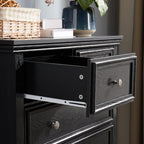 Upton tall chest of drawers in a bedroom