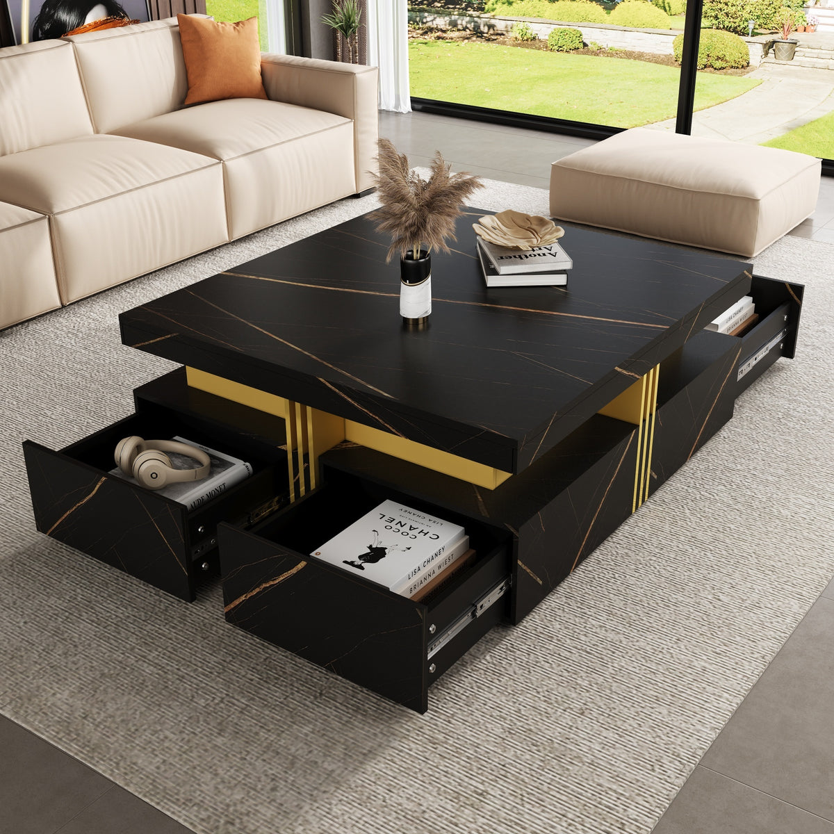 Ravel Marble Coffee Table, marble surface detail