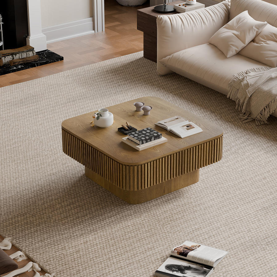 Zola square coffee table showing the storage compartment