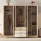 Yvoire six-door wardrobe in brown, in a bedroom
