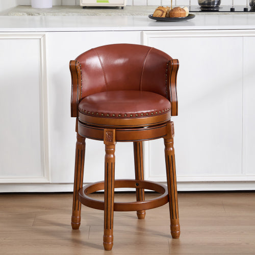 Marlow backed bar stool in brown, counter height