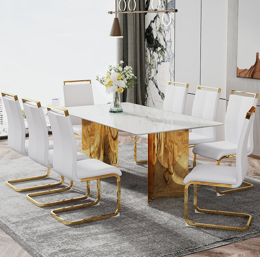 Zennor dining table gold metal leg detail