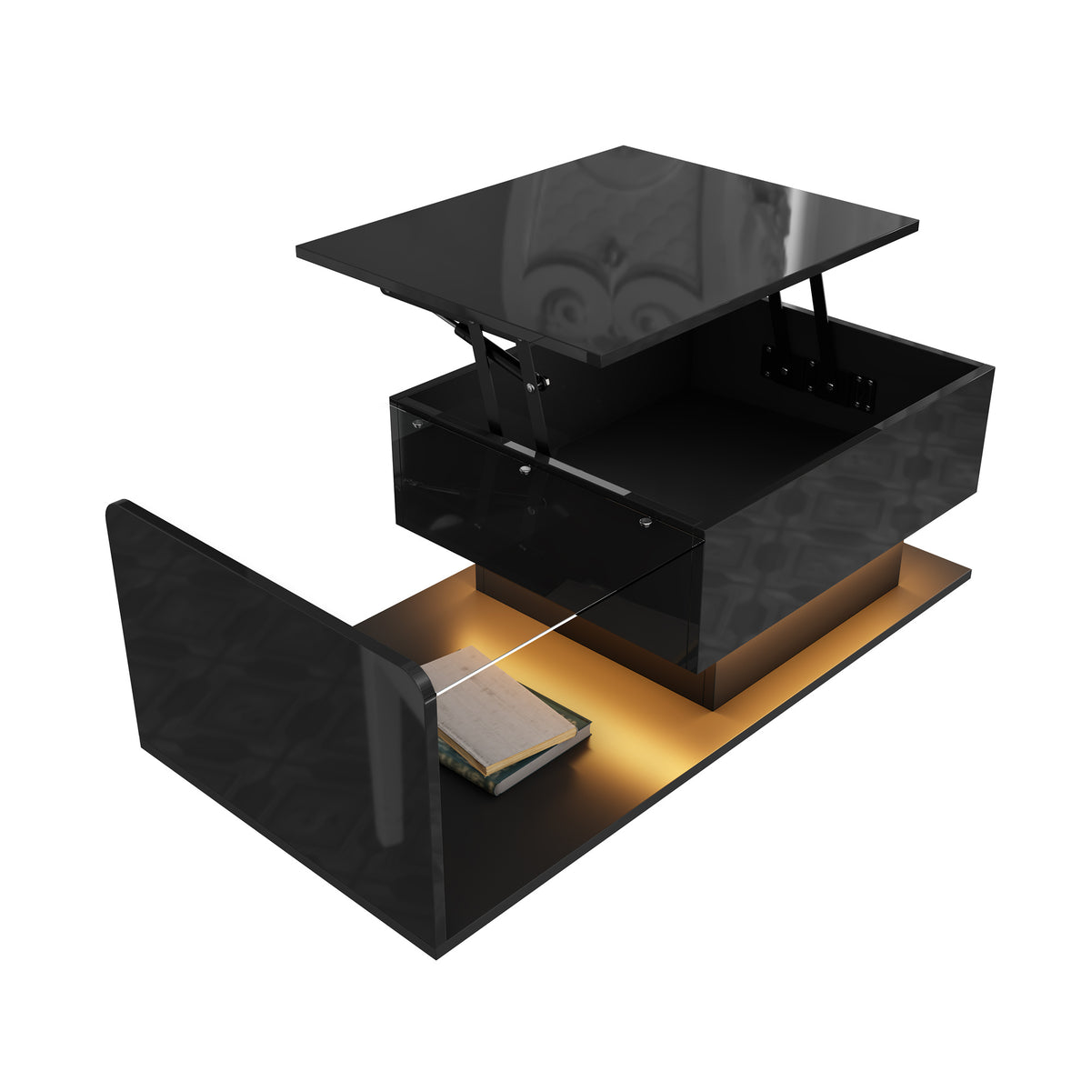Wexford coffee table with the top raised to working height