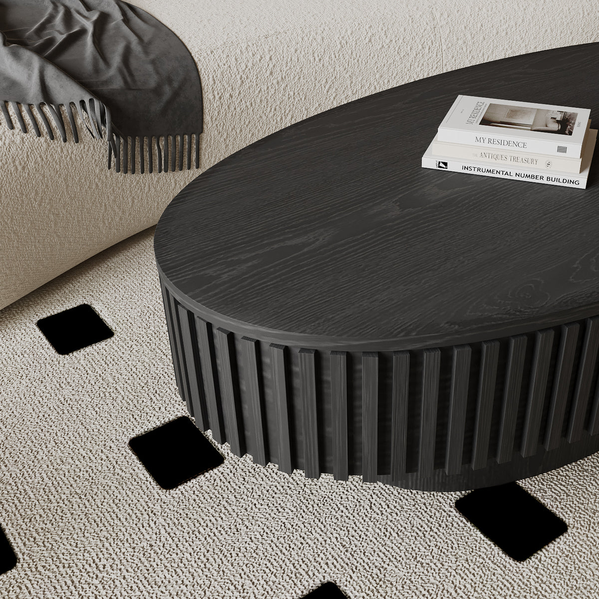 Turin oval coffee table seen from above showing the oval top