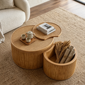 Zeller storage coffee table front view in natural finish