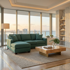 Rialto Velvet Sectional in a living room