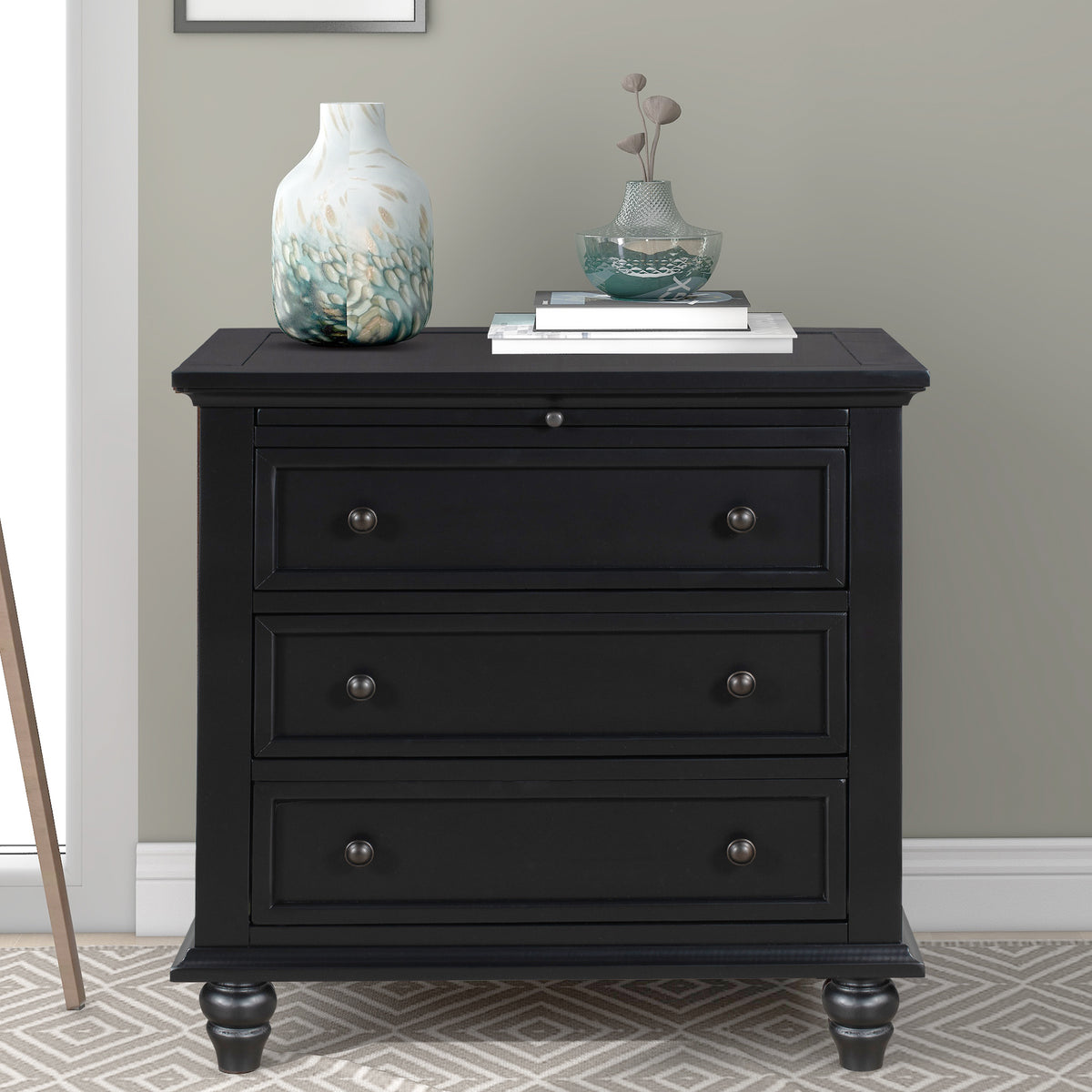 Rousdon tall nightstand in black