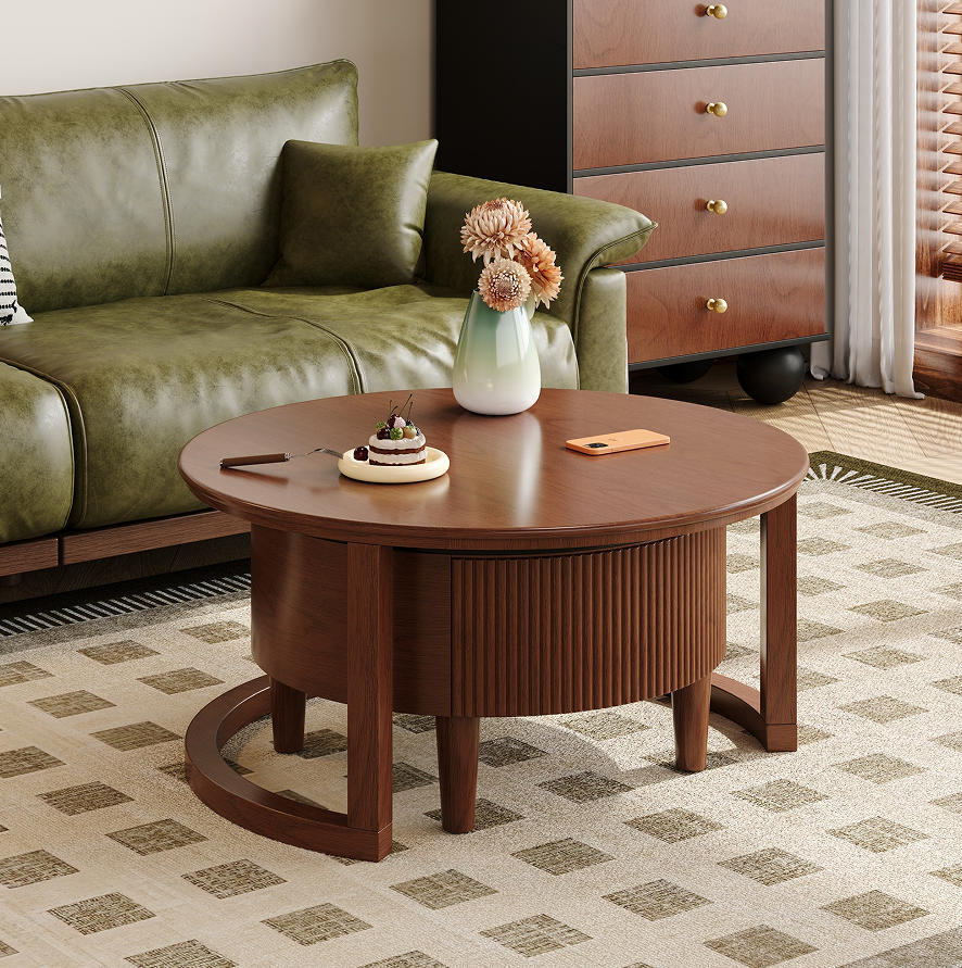 Delvaux round coffee table in natural finish