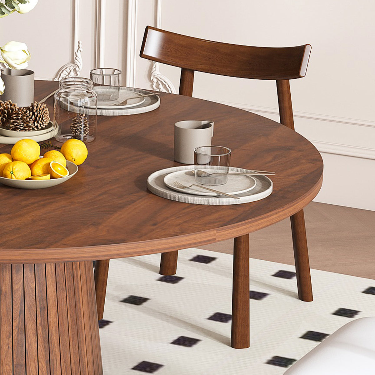 Rothbury dining set seen from above showing the round top