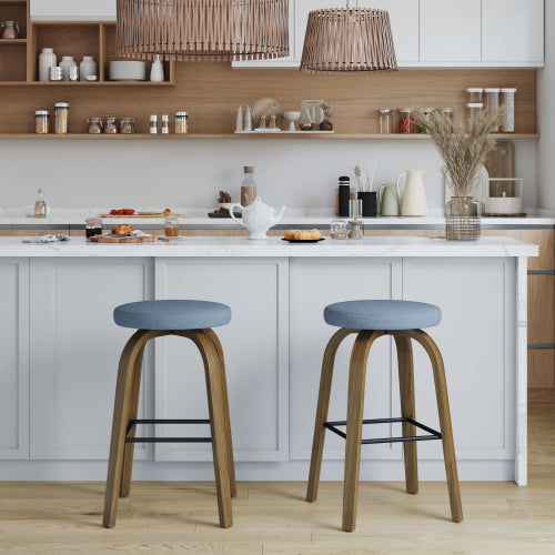 Cranleigh swivel bar stools in blue, 30 inch