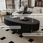 Turin oval coffee table in natural wood finish