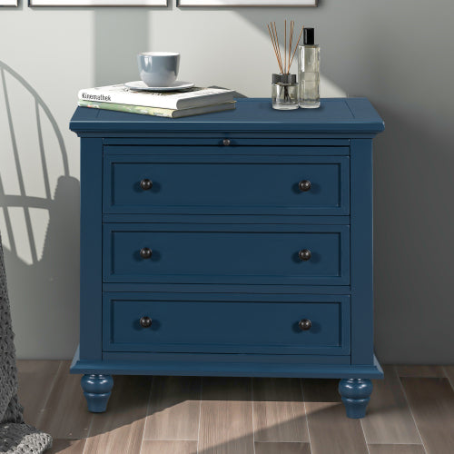 Rousdon tall nightstand in blue with pine veneer