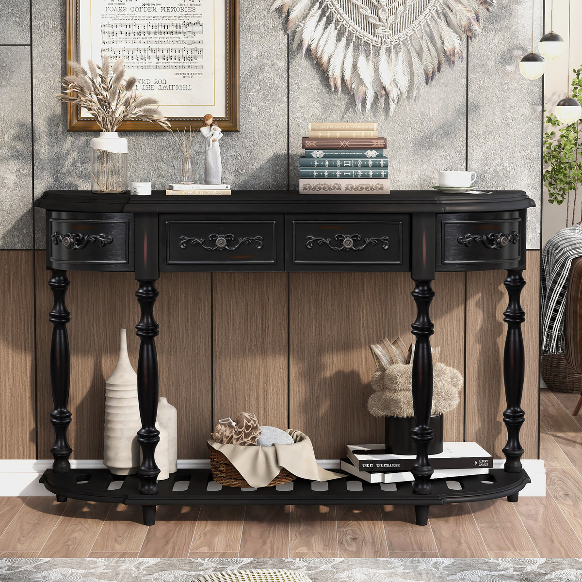 Jedburgh curved console in black