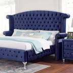 Uppingham velvet wingback bed in a bedroom setting