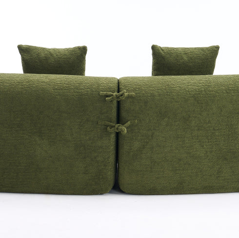 Vesta Curved Sectional, tufted back detail
