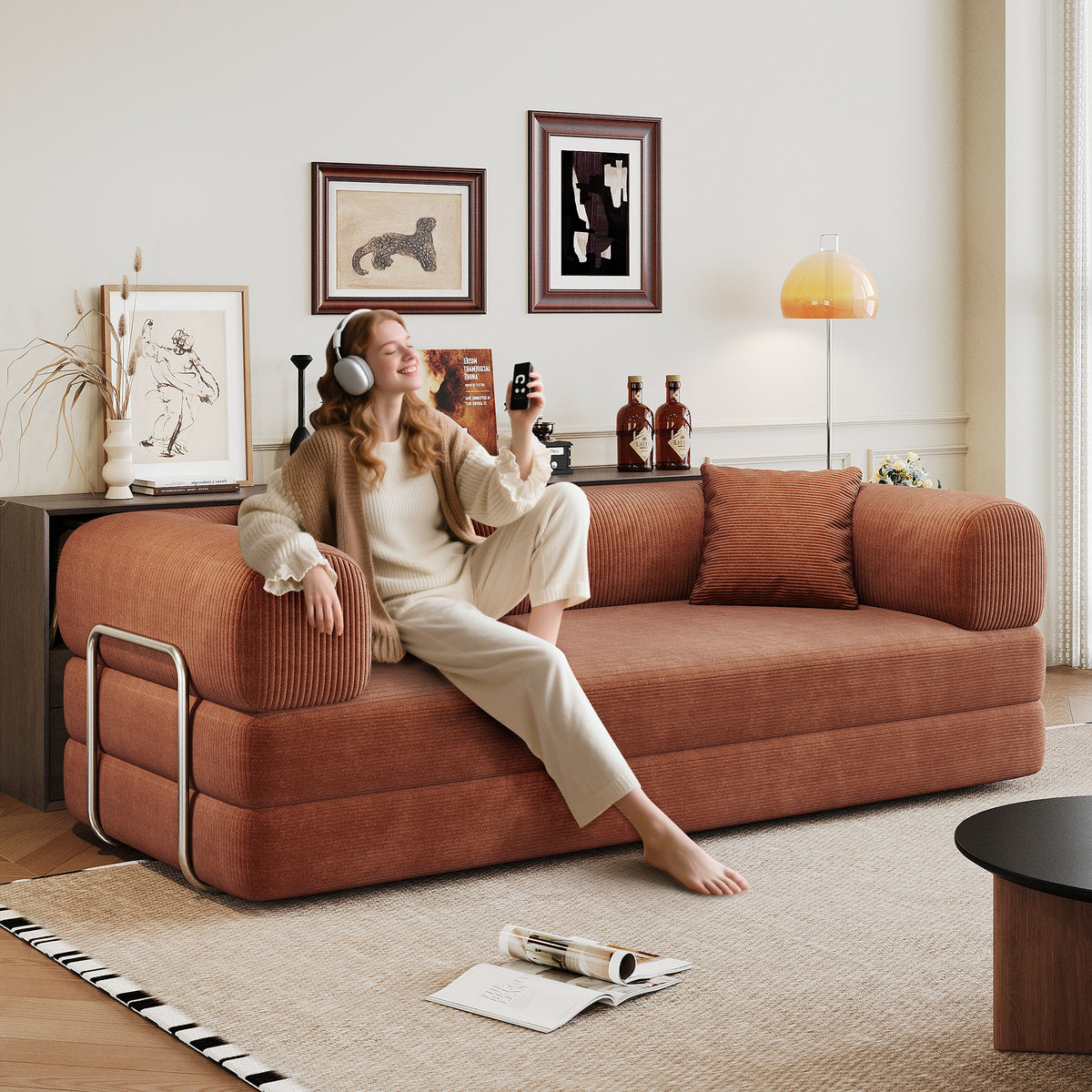 Selsey compact sleeper sofa in brown