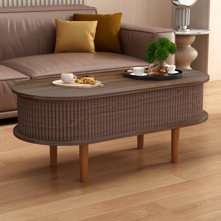 Esher fluted lift-top coffee table in walnut, in a living room