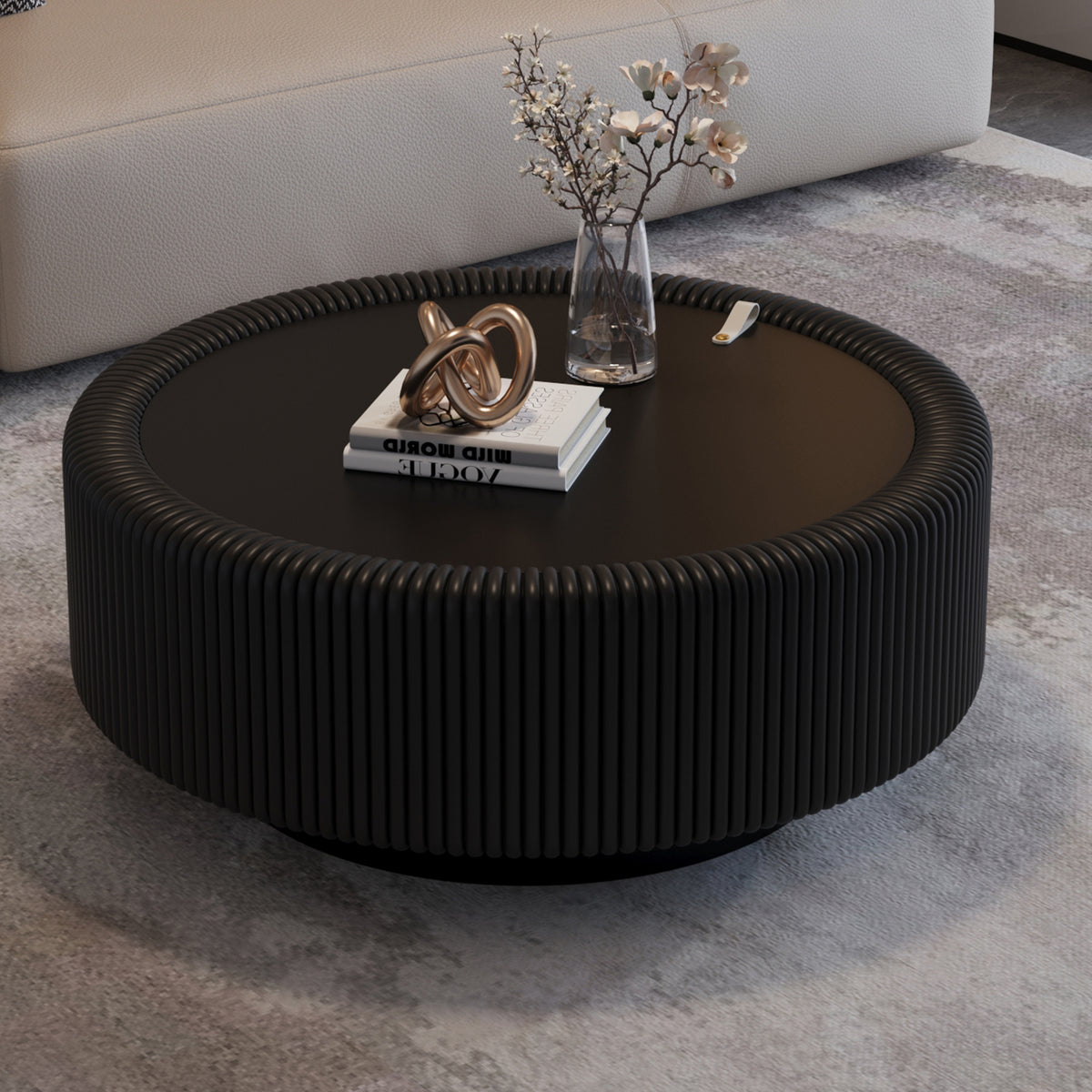 Ardenne fluted coffee table in black