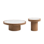 Eldin coffee table and side table styled together beside a sofa