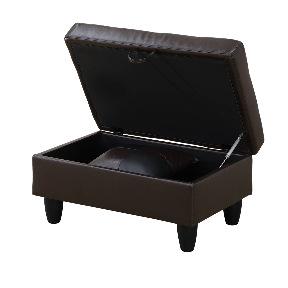 Lindau Leather Sleeper Sectional, storage compartment
