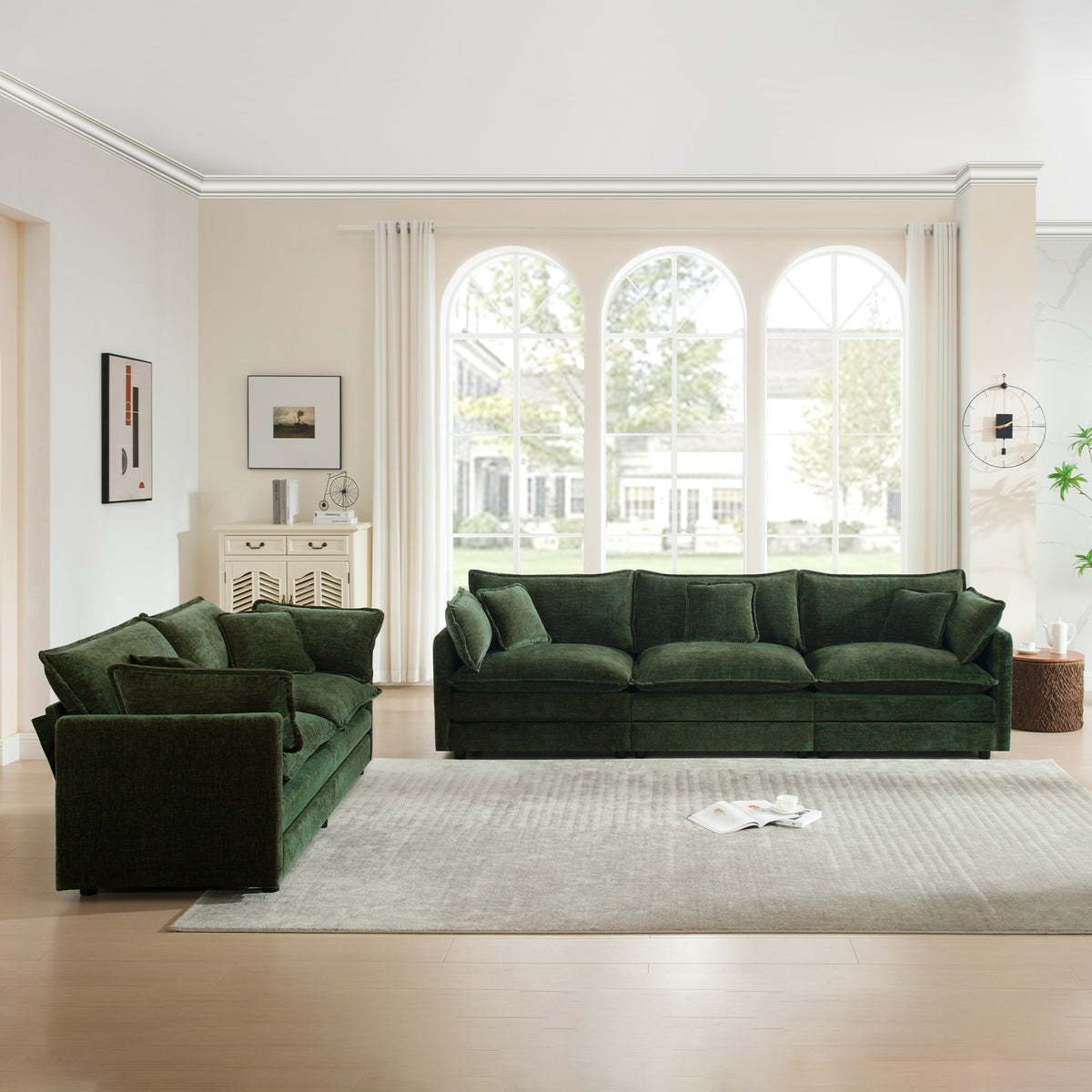 Novara Chenille Sofa Set in a living room