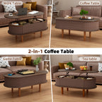 Esher coffee table with the top raised to working height