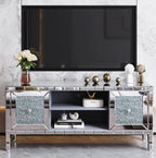 Havant mirrored glass TV console in light grey